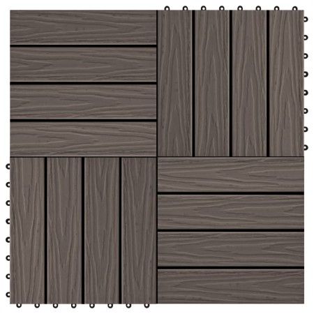 Baldosas porche relieve profundo WPC 1 m² marrón oscuro 11 uds de vidaXL, Suelos y moquetas - Ref: Foro24-45038, Precio: 77,0...