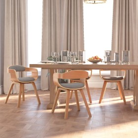 Sillas de comedor 4 uds madera curvada y tela gris taupe en Sillas de comedor | Comprar online en Foru.es