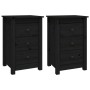 Mesitas de noche 2 uds madera maciza de pino negro 40x35x61,5cm de vidaXL, Mesitas de noche - Ref: Foro24-813708, Precio: 104...