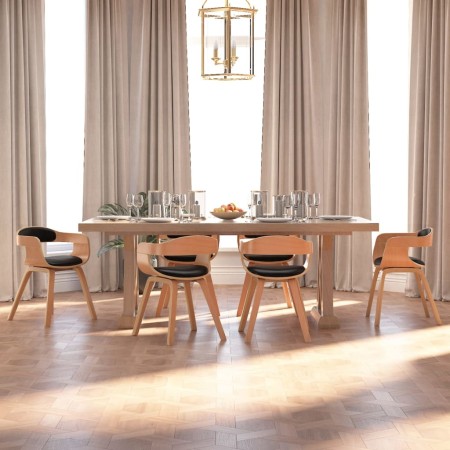 Sillas de comedor 6 uds madera curvada y cuero sintético negro en Sillas de comedor | Comprar online en Foru.es
