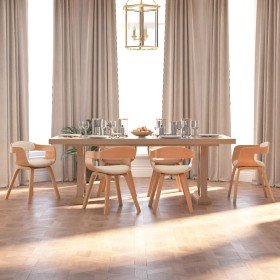 Sillas de comedor 6 uds madera curvada y cuero sintético crema en Sillas de comedor | Comprar online en Foru.es