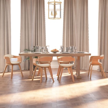 Sillas de comedor 6 uds madera curvada y cuero sintético crema en Sillas de comedor | Comprar online en Foru.es