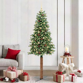 Árbol de Navidad Delgado con 300 LED con soporte Verde 210 cm en Decoración Festiva y Estacional | Comprar online en Foru.es