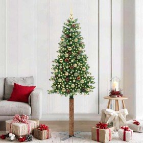 Árbol de Navidad Delgado con 300 LED con soporte Verde 210 cm en Decoración Festiva y Estacional | Comprar online en Foru.es