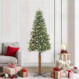 Árbol de Navidad Delgado con 300 LED con soporte Verde 210 cm en Decoración Festiva y Estacional | Comprar online en Foru.es