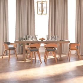 Silla de comedor 6 uds madera curvada y tela gris claro en Sillas de comedor | Comprar online en Foru.es