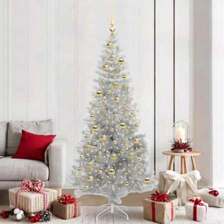 Árbol de Navidad con 300 LED con soporte Plateado 210 cm PET en Decoración Festiva y Estacional | Comprar online en Foru.es