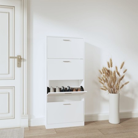Mueble zapatero madera contrachapada blanco 59x17x150 cm en Zapateros y organizadores de calzado | Comprar online en Foru.es