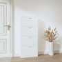 Mueble zapatero madera contrachapada blanco 59x17x150 cm en Zapateros y organizadores de calzado | Comprar online en Foru.es