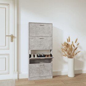 Mueble zapatero madera contrachapada gris hormigón 59x17x150 cm en Zapateros y organizadores de calzado | Comprar online en Foru
