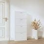 Mueble zapatero madera contrachapada blanco brillo 59x17x150 cm en Zapateros y organizadores de calzado | Comprar online en Foru