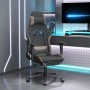 Silla gaming de masaje con reposapiés tela negro y gris taupe en Sillas gaming | Comprar online en Foru.es