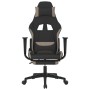 Silla gaming de masaje con reposapiés tela negro y gris taupe en Sillas gaming | Comprar online en Foru.es