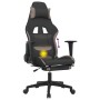 Silla gaming de masaje con reposapiés tela negro y gris taupe en Sillas gaming | Comprar online en Foru.es