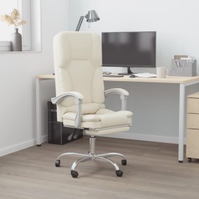 Silla de oficina reclinable masaje cuero sintético color crema en Sillas de oficina | Comprar online en Foru.es
