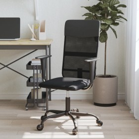 Silla de oficina altura ajustable tela malla y cuero PE negro en Sillas de oficina | Comprar online en Foru.es