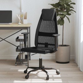 Silla de oficina altura ajustable tela malla y cuero PE negro en Sillas de oficina | Comprar online en Foru.es
