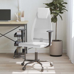 Silla de oficina altura ajustable tela malla y cuero PE blanco en Sillas de oficina | Comprar online en Foru.es