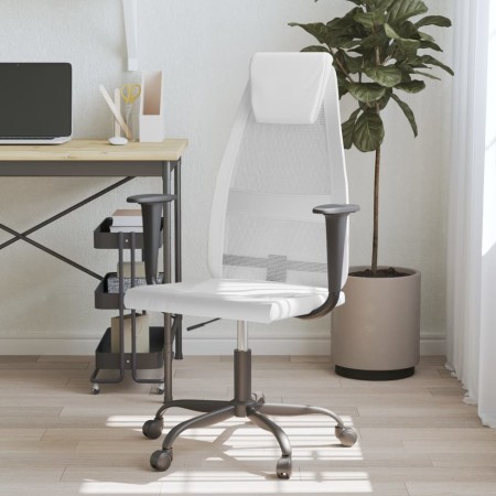 Silla de oficina altura ajustable tela malla y cuero PE blanco en Sillas de oficina | Comprar online en Foru.es