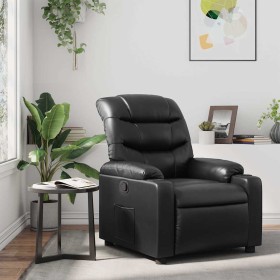 Sillón reclinable de cuero sintético negro en Sillones | Comprar online en Foru.es