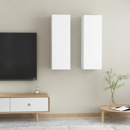 Muebles para TV 2 uds madera contrachapada blanco 30,5x30x90 cm en Muebles TV | Comprar online en Foru.es