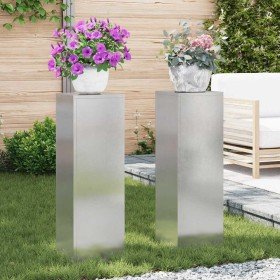 Soporte de plantas 2 pcs Plateado 24 x 24 x 75 cm en Soportes para macetas | Comprar online en Foru.es