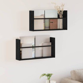 Estante de revistas 2 pcs Roble Negro 60 x 12 x 30 cm en Revisteros | Comprar online en Foru.es