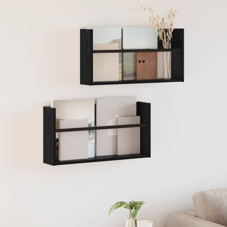 Estante de revistas 2 pcs Roble Negro 60 x 12 x 30 cm en Revisteros | Comprar online en Foru.es