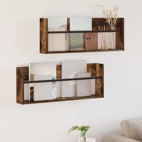 Estante de revistas 2 pcs Roble ahumado 80 x 12 x 30 cm en Revisteros | Comprar online en Foru.es