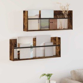 Estante de revistas 2 pcs Roble ahumado 80 x 12 x 30 cm en Revisteros | Comprar online en Foru.es