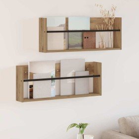 Estante de revistas 2 pcs Roble artesanal 80 x 12 x 30 cm en Revisteros | Comprar online en Foru.es