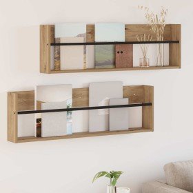 Estante de revistas 2 pcs Roble artesanal 100 x 12 x 30 cm en Revisteros | Comprar online en Foru.es