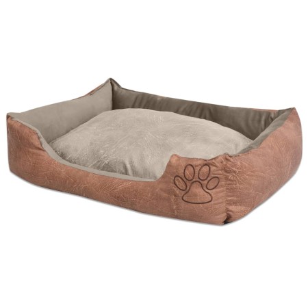 Cama para perro con cojín PU cuero artificial talla XL beige en Camas para perros | Comprar online en Foru.es