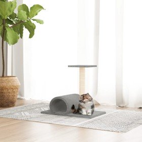 Poste rascador para gatos con túnel gris claro 60x34,5x50 cm en Mobiliario para gatos | Comprar online en Foru.es