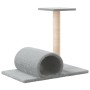 Poste rascador para gatos con túnel gris claro 60x34,5x50 cm en Mobiliario para gatos | Comprar online en Foru.es