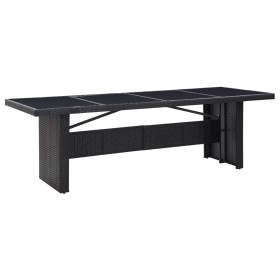 Mesa de jardín ratán sintético y vidrio negro 240x90x74 cm en Mesas de jardín | Comprar online en Foru.es