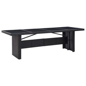 Mesa de jardín ratán sintético y vidrio negro 240x90x74 cm en Mesas de jardín | Comprar online en Foru.es