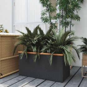 Jardinera de ratán sintético negra 80x40x40 cm en Macetas y jardineras | Comprar online en Foru.es
