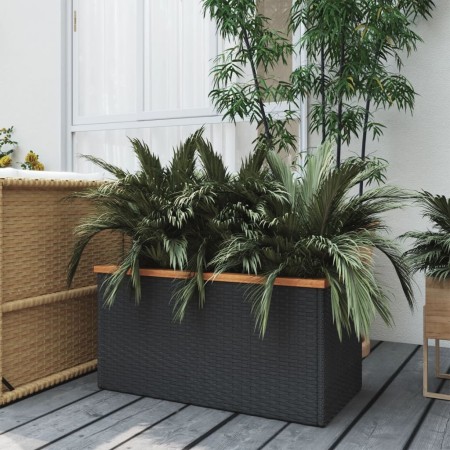 Jardinera de ratán sintético negra 80x40x40 cm en Macetas y jardineras | Comprar online en Foru.es