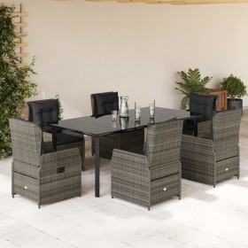 Set comedor jardín 7 pzas y cojines ratán sintético gris en Conjuntos de jardín | Comprar online en Foru.es