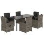 Set comedor jardín 7 pzas y cojines ratán sintético gris en Conjuntos de jardín | Comprar online en Foru.es