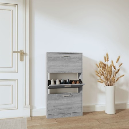 Mueble zapatero madera contrachapada gris Sonoma 59x17x108 cm en Zapateros y organizadores de calzado | Comprar online en Foru.e