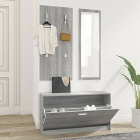 Set de mueble zapatero 3 en 1 madera contrachapada gris Sonoma en Zapateros y organizadores de calzado | Comprar online en Foru.