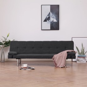 Sofá cama con dos almohadas de poliéster gris oscuro en Sofás | Comprar online en Foru.es