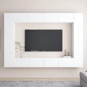 Juego de mueble para TV de 8 piezas aglomerado blanco en Muebles TV | Comprar online en Foru.es