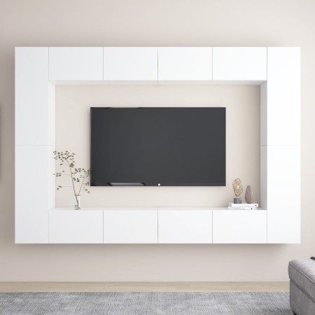 Juego de mueble para TV de 8 piezas aglomerado blanco en Muebles TV | Comprar online en Foru.es