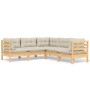 Muebles de jardín 5 pzas y cojines madera maciza de pino crema en Conjuntos de jardín | Comprar online en Foru.es