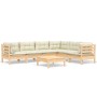 Muebles de jardín 7 pzas y cojines madera maciza de pino crema en Conjuntos de jardín | Comprar online en Foru.es