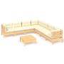 Muebles de jardín 8 pzas y cojines madera maciza de pino crema en Conjuntos de jardín | Comprar online en Foru.es