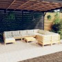 Muebles de jardín 11 pzas y cojines madera de pino crema en Conjuntos de jardín | Comprar online en Foru.es